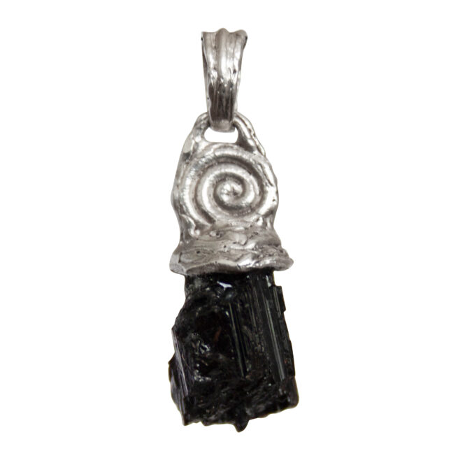 Silver Spiral Black Tourmaline Talisman