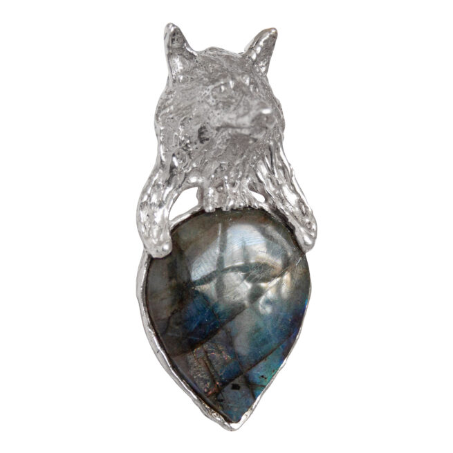 Silver Wolf Labradorite Pendant - Image 2
