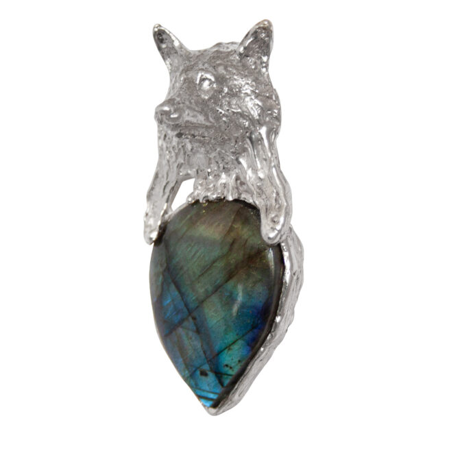 Silver Wolf Labradorite Pendant - Image 3