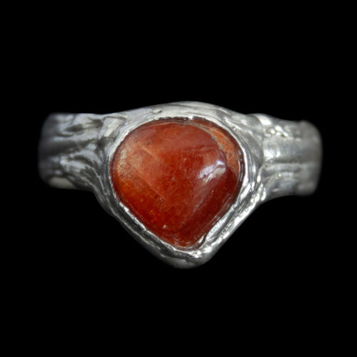 Sunstone Teardrop Silver Ring