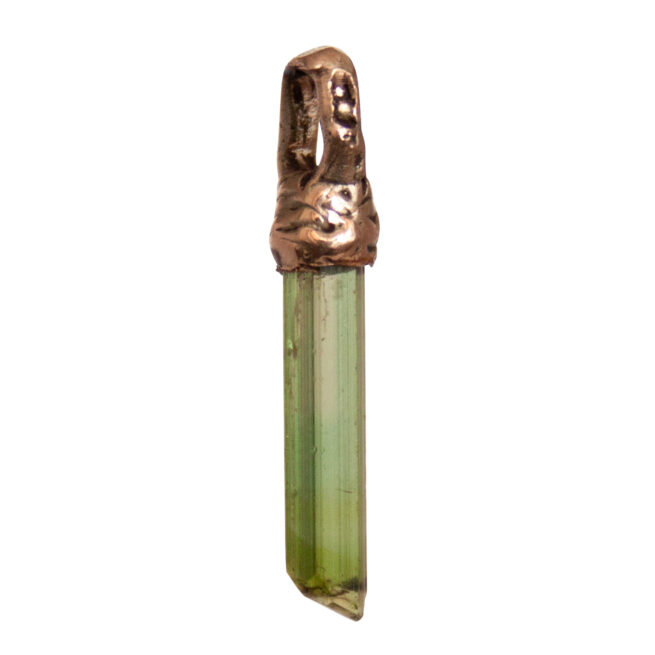 Tiny 9K Gold Green Tourmaline Pendant - Image 2