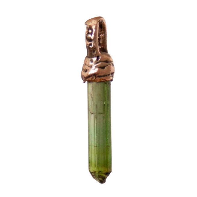 Tiny 9K Gold Green Tourmaline Pendant - Image 3