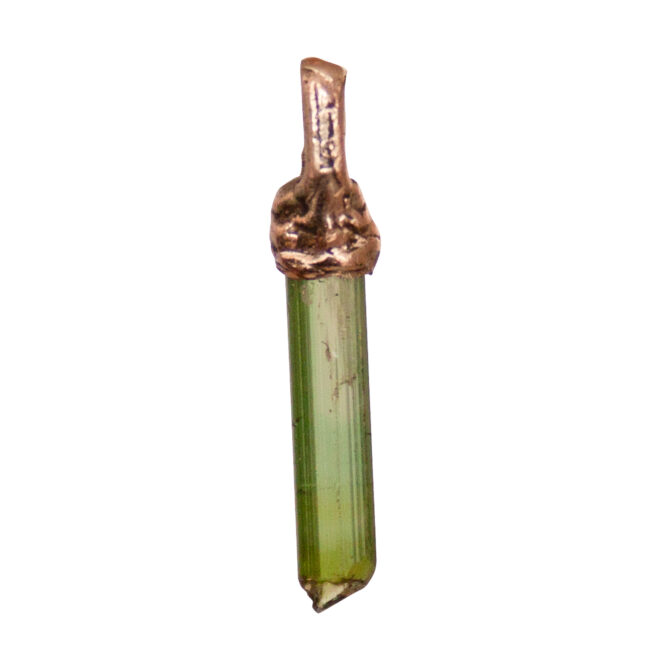 Tiny 9K Gold Green Tourmaline Pendant - Image 4