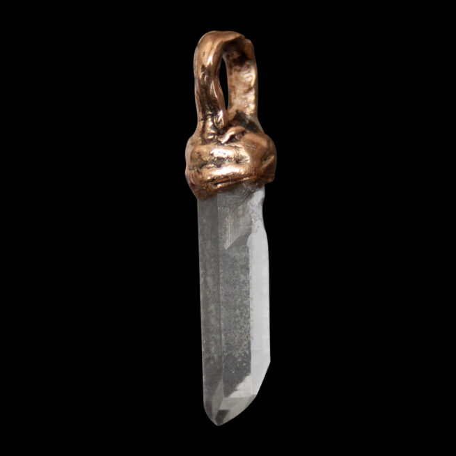 Tiny 9K Gold Quartz Pendant - Image 3
