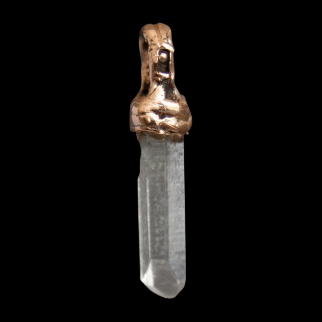 Tiny 9K Gold Quartz Pendant - Image 4