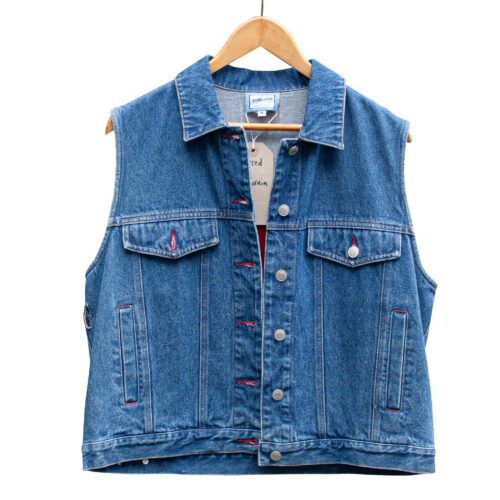 Denim Pendleton Waistcoat Red Panel