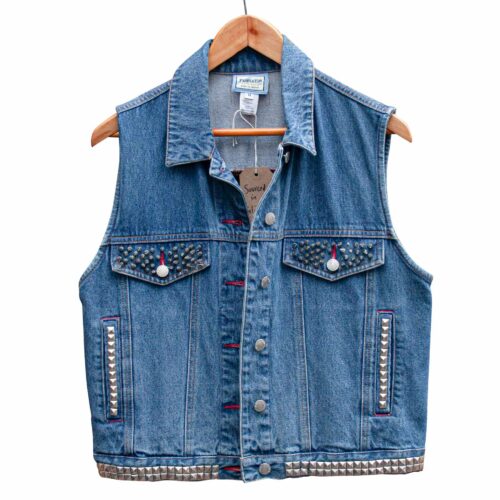 Studded Denim Pendleton Waistcoat