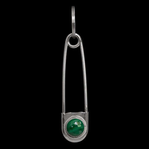 Malachite Safety Pin Keyring