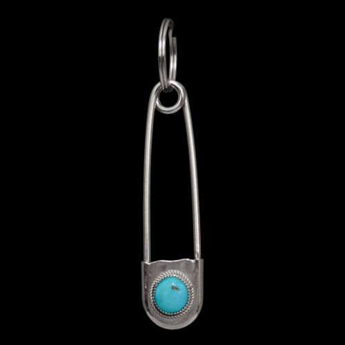 Turquoise Safety Pin Keyring