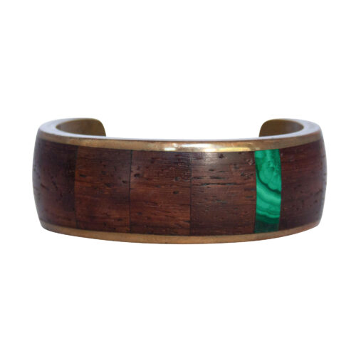 Vintage Brass Cherrywood Malachite Bracelet