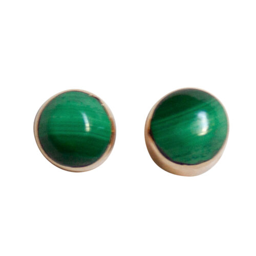 14K Gold Malachite Studs
