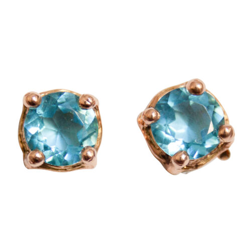 18K Gold Blue Topaz Earrings