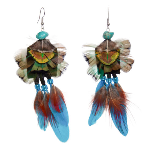 Multicolour Feather Turquoise Earrings