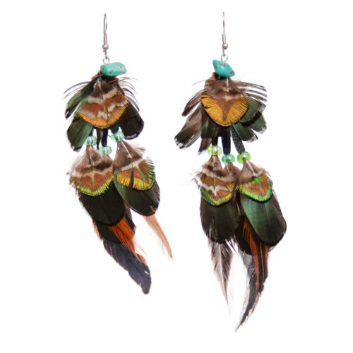 Navajo Green Feather Earrings