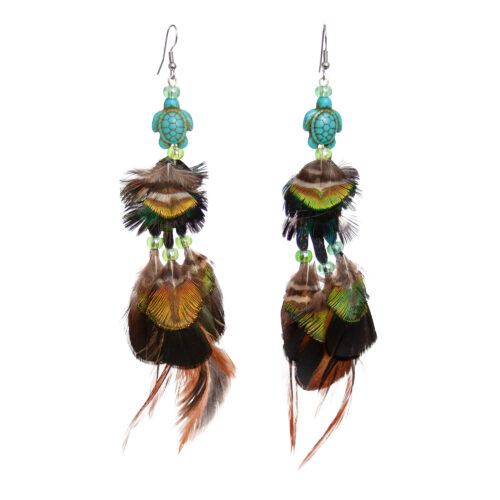 Navajo Turtle Feather Earrings