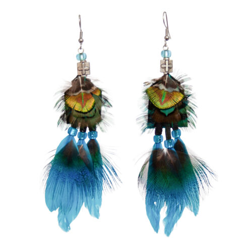 Silver Cross Feather Earrings
