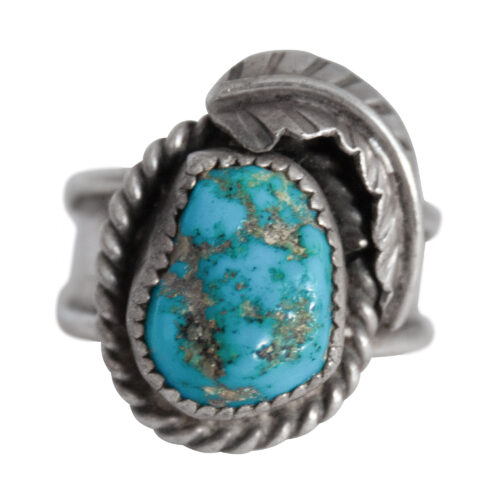 Silver Leaf Turquoise Ring