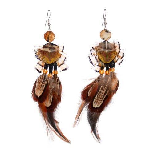 Tiger's Eye Feather Earrings