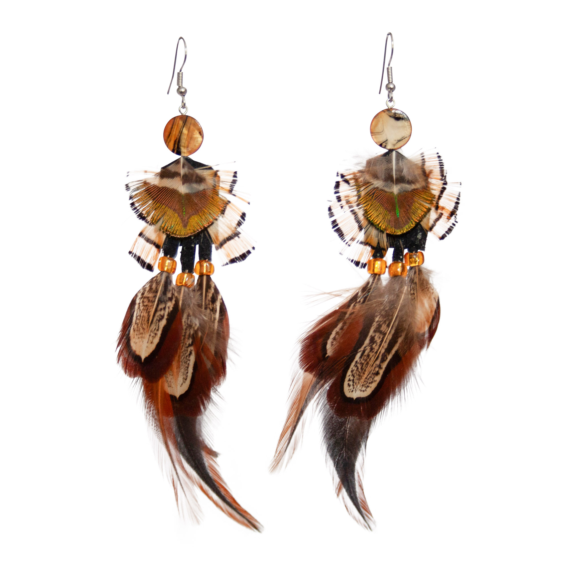 Tiger's Eye Feather Earrings