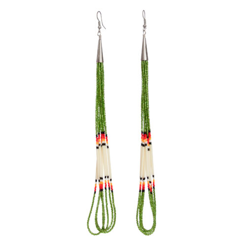 Green Bead Porcupine Earrings