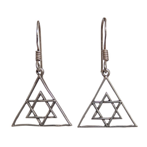 Hexagram Triangle Silver Earrings