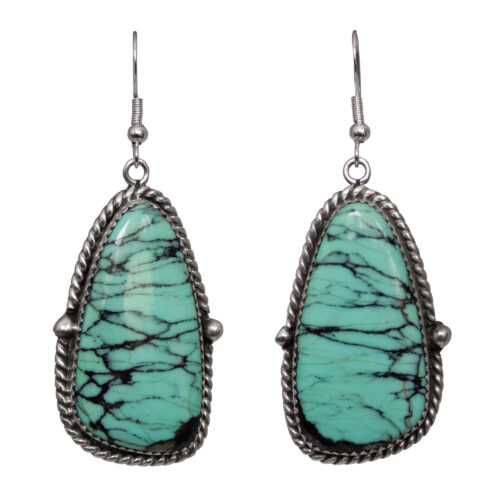 Kingman Spiderweb Turquoise Earrings