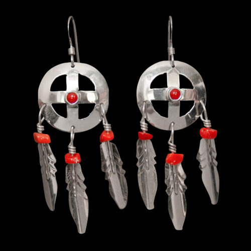Medicine Shield Coral Earrings