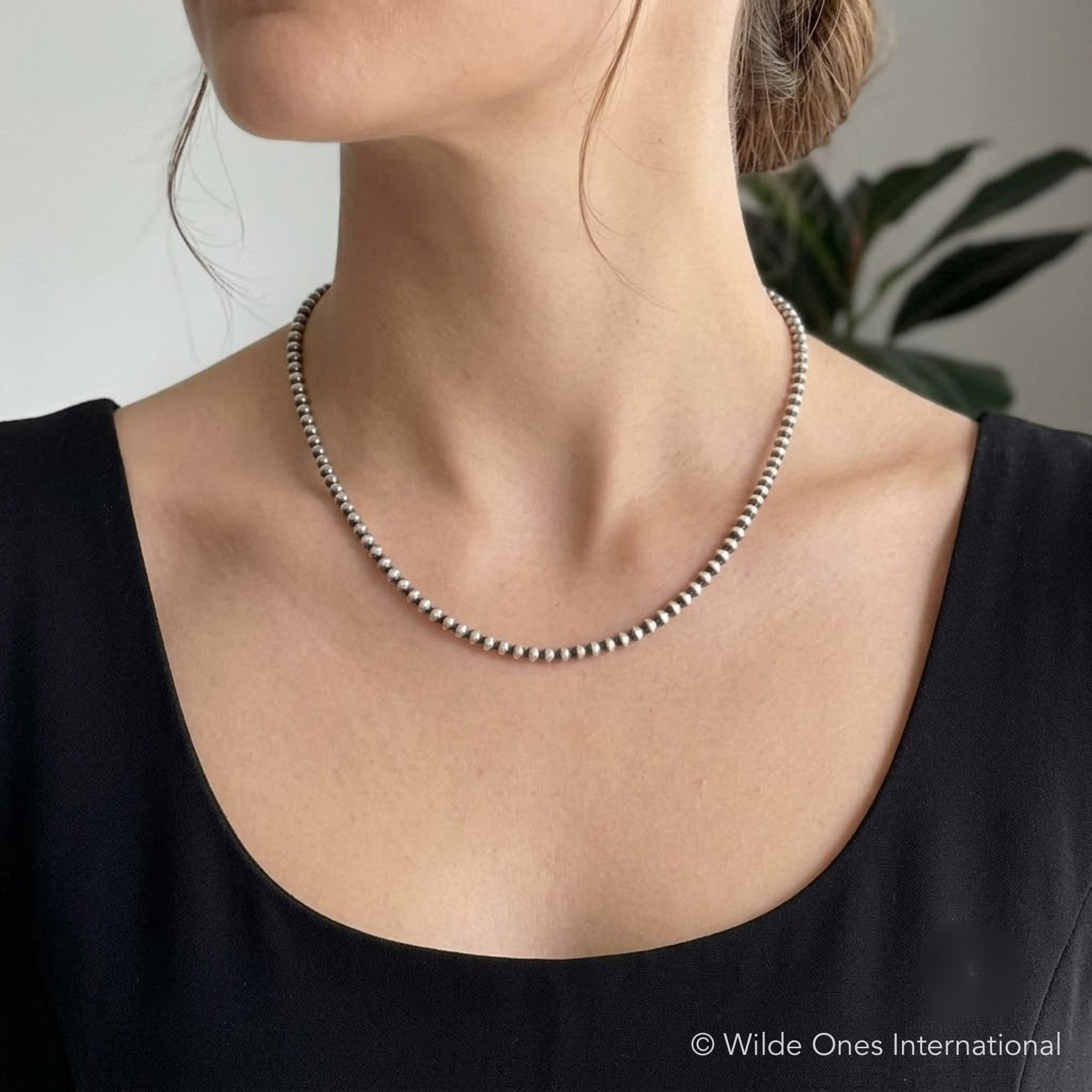Round Silver Bead Necklace