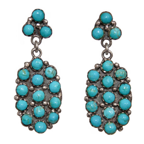 Turquoise Cluster Zuni Earrings
