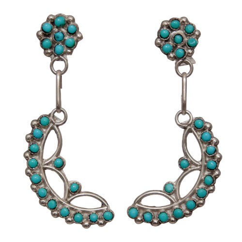 Turquoise Crescent Zuni Earrings