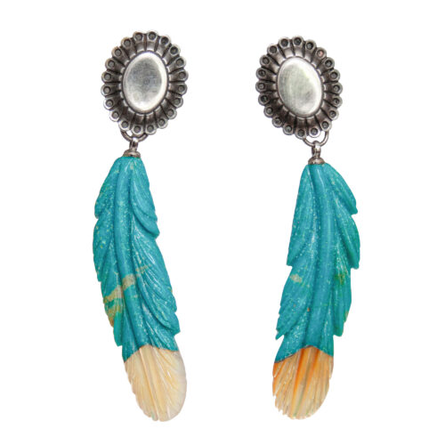 Vintage Turquoise Feather Earrings