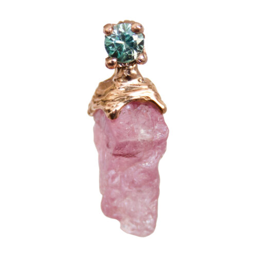 18K Gold Blue Pink Spinel