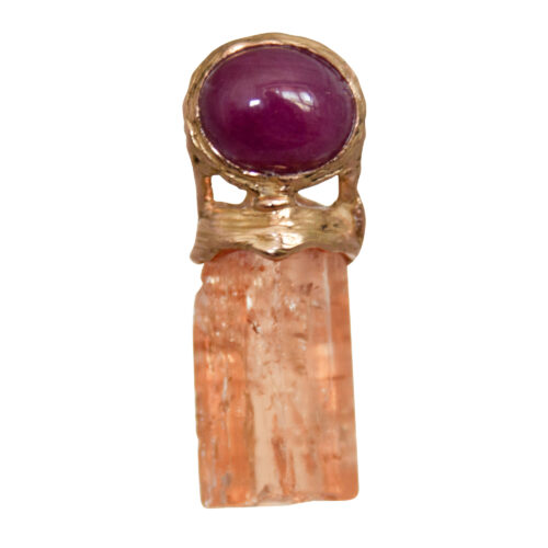 18K Gold Ruby Topaz Pendant