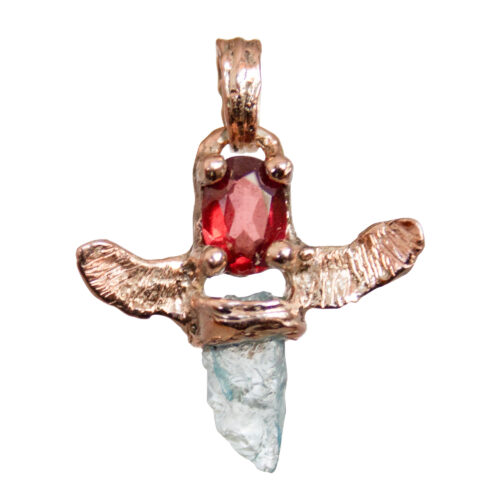 9K Gold Aqua Aura Garnet Pendant