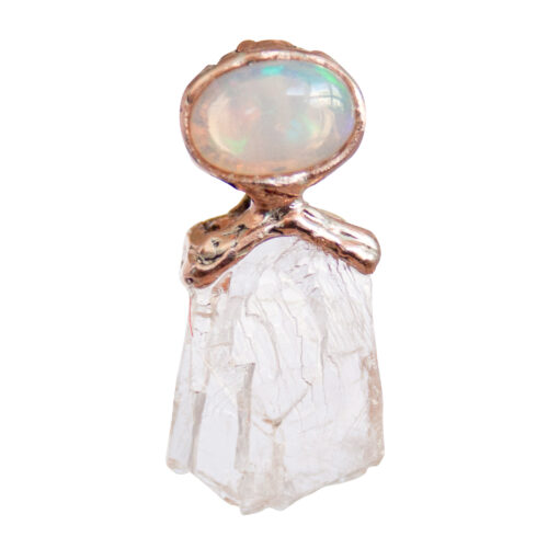 9K Gold Morganite Opal Pendant
