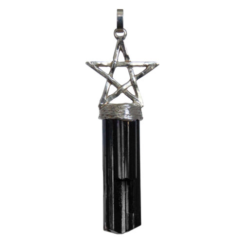 Silver Pentacle Black Tourmaline Pendant