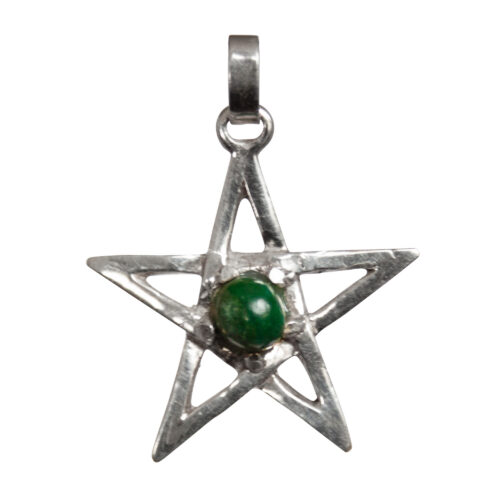 Silver Pentacle Chrysocolla Pendant
