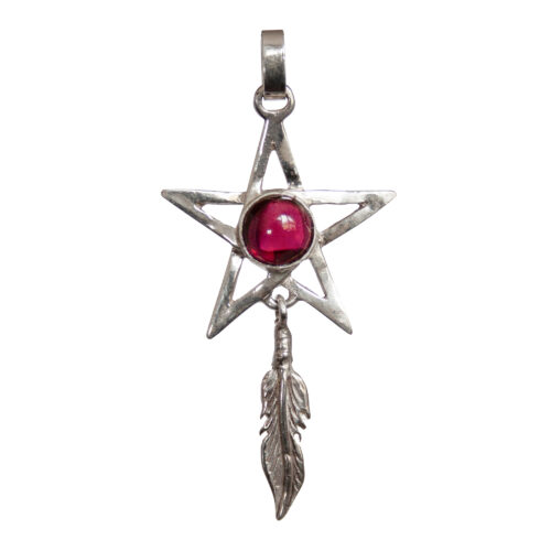 Silver Pentacle Rhodolite Pendant