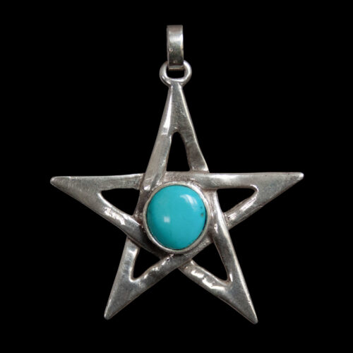 Silver Pentacle Turquoise Pendant