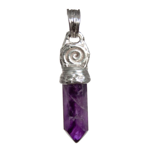 Silver Spiral Amethyst Pendant