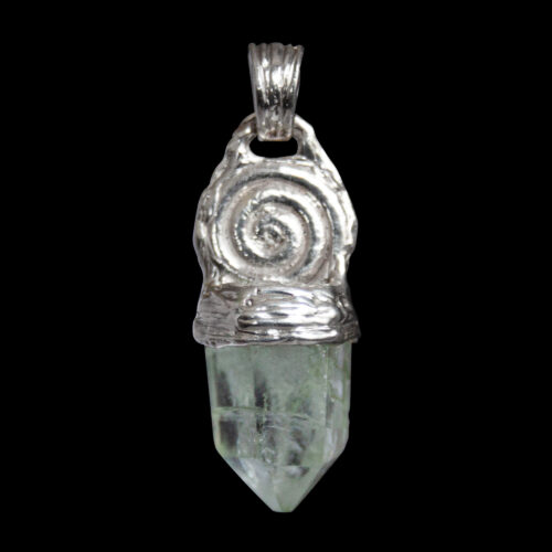 Silver Spiral Green Fluorite Pendant