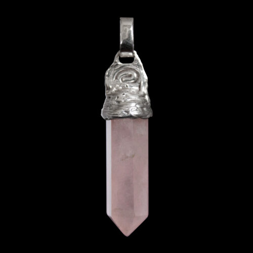 Silver Spiral Rose Quartz Pendant