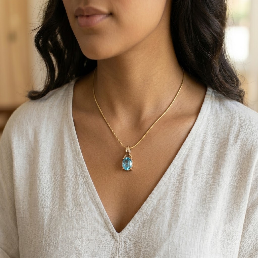 9K Gold Aquamarine Talisman
