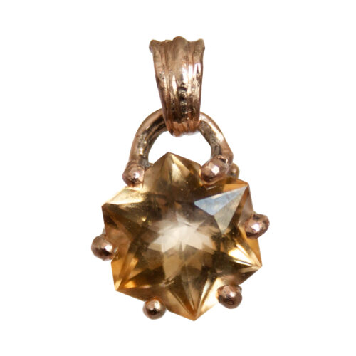 9K Gold Faceted Citrine Talisman
