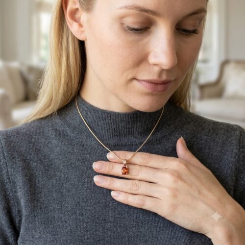 9K Gold Faceted Hessonite Pendant