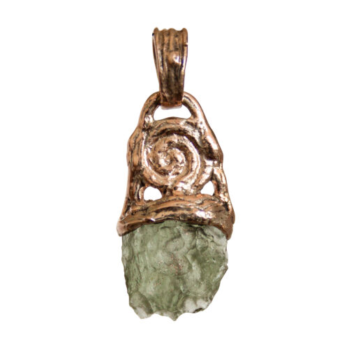 9K Gold Moldavite Pendant