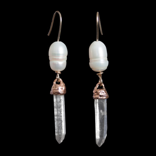 9K Gold Quartz Pearl Earrings