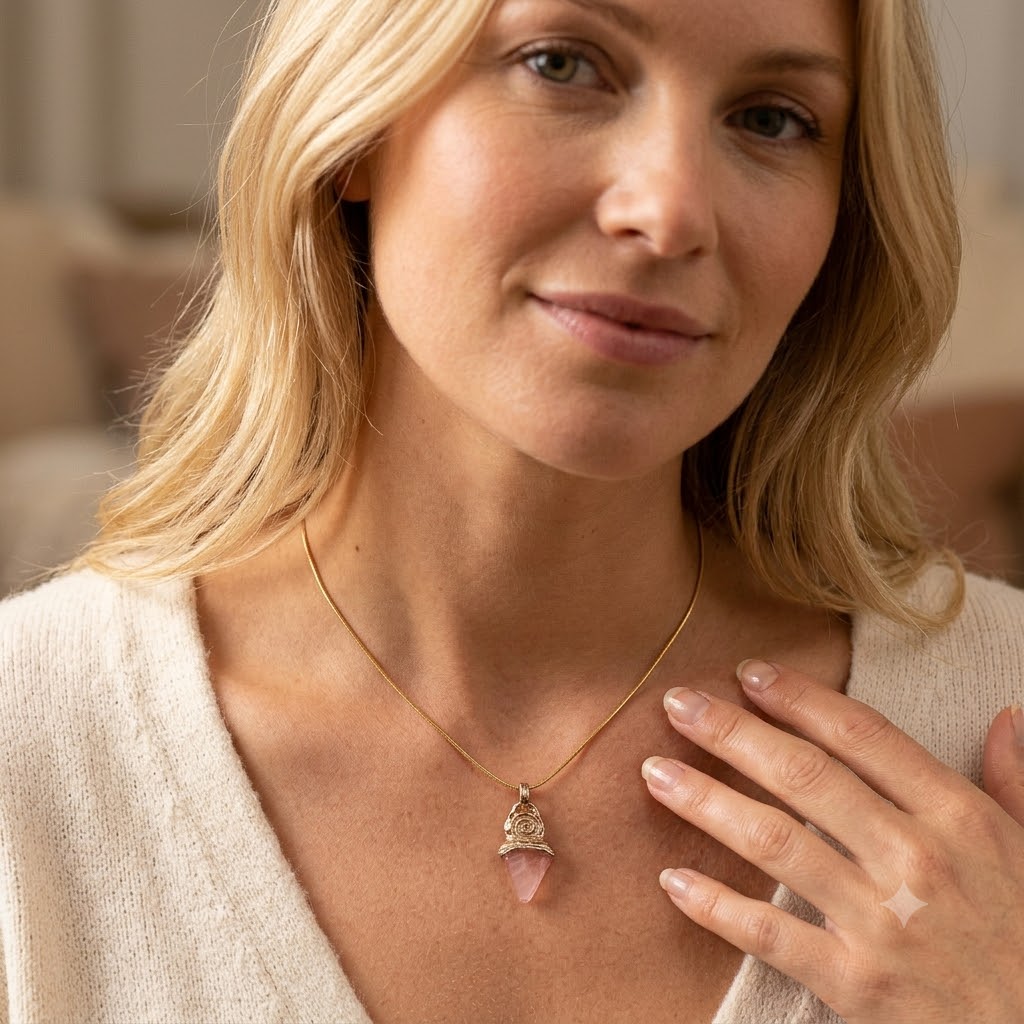 9K Gold Rhodochrosite Pendant