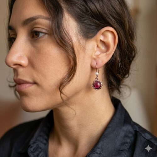 9K Gold Rhodolite Earrings