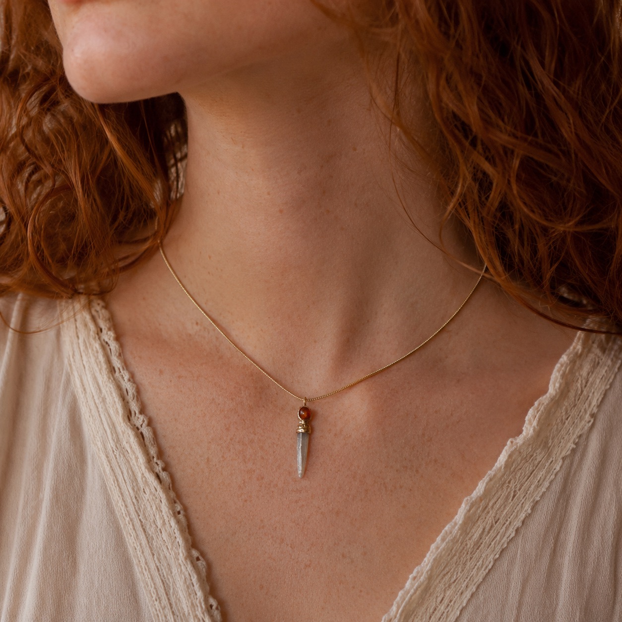 Pendentif Or 9 Carats Quartz Héliolite – Image 8